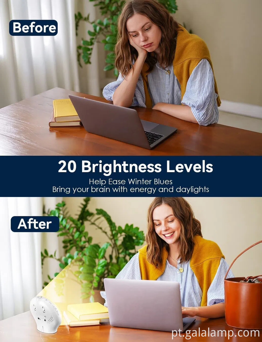 Despertador de manhã radiante com rádio FM e luz noturna suave